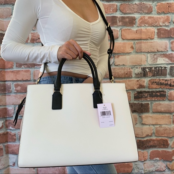 Kate spade Cameron LARGE satchel white beige black - Picture 8 of 8